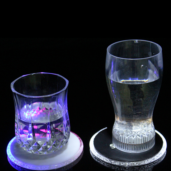 Weight Activated Round LED Acrylic Coaster For  Table Centerpieces, Weddings, Birthdays, KTV ,Night Club