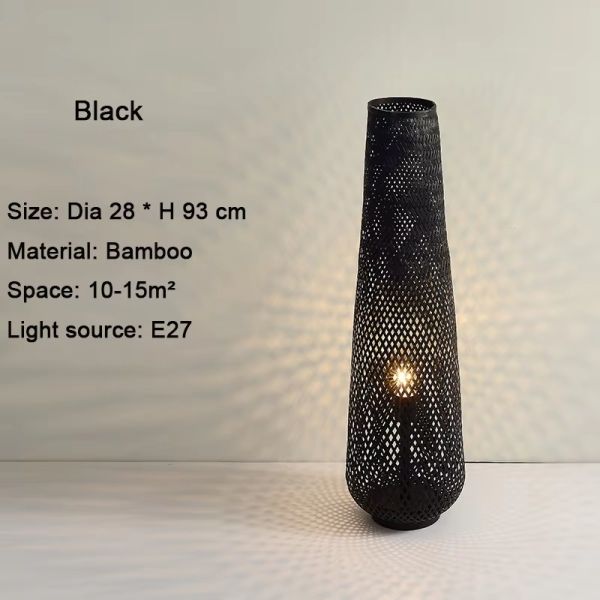 Bedroom Bedside Lamp Tea Room Japanese E27 Weave Bamboo Floor Lamp(WH-MFL-216)