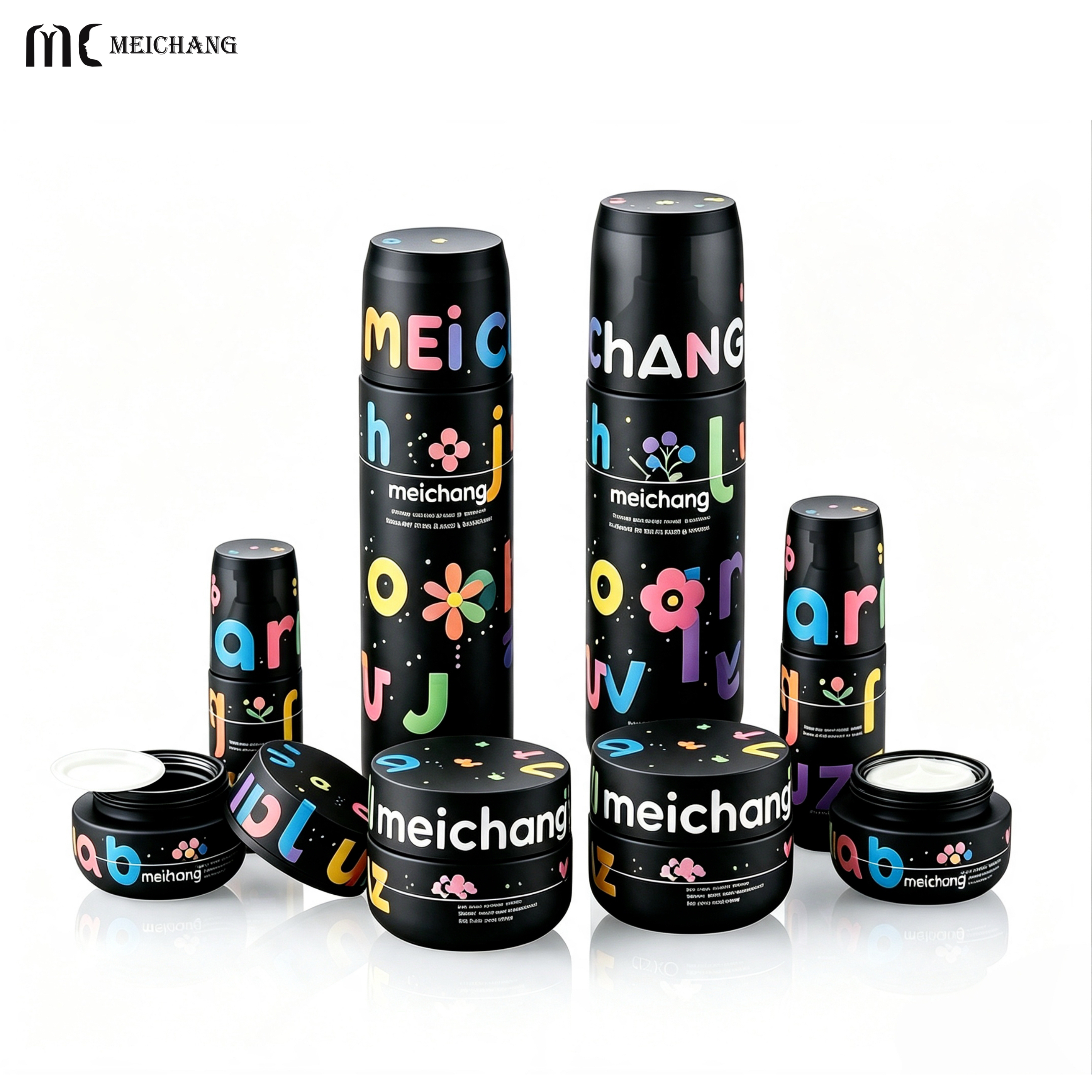 120ml/100ml/40ml/30g/50g Premium Skincare Glass Packaging Set with Frosted & Electroplated Glass Bottles and Cream Jars for OEM Cosmetic Brands(MC-316)