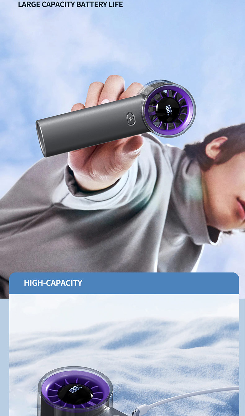 High Speed Quiet Mini Portable Fan With 3000mAh Battery Handheld USB Blower Fan