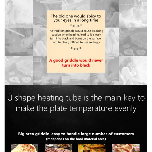 Dual Temperature Control Knobs Electric Flat Plate Griddle for Restaurant Kitchen