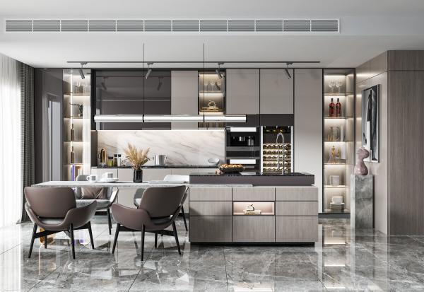 Strength  Durability Metallic Lacquer Kitchen Cabinet Modular Wood  CAD Drawing