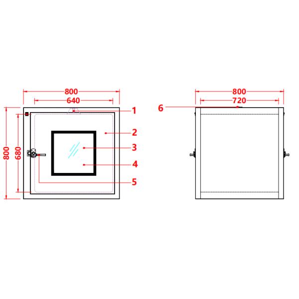 Caja de pases de 304 de acero inoxidable para salas limpias. Diseño de puertas planas amplias. Uso de laboratorio y farmacéutica.