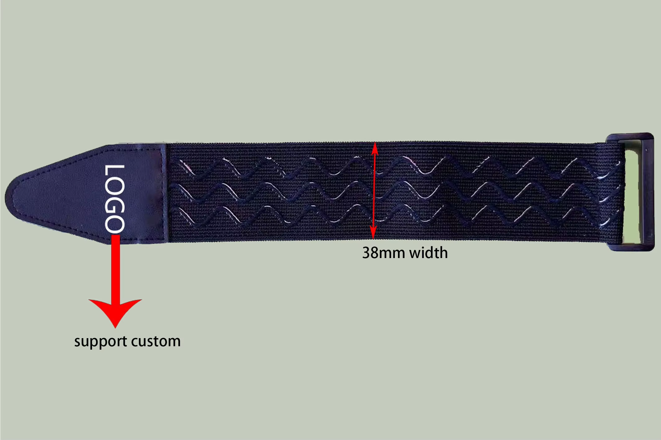 DANSKY Adjustable Wave Rubber Non-Slip Self-Adhesive Elastic Strap with Buckle Hook and Loop Fastener