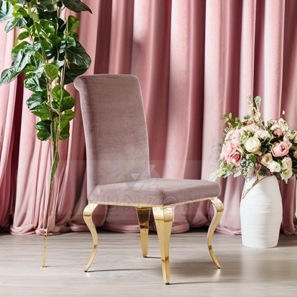 Stainless Steel Wedding Chair for Outdoor Events Coffee Shops Apartments Velvet Fabric Upholstered Dining Chair for Living Room
