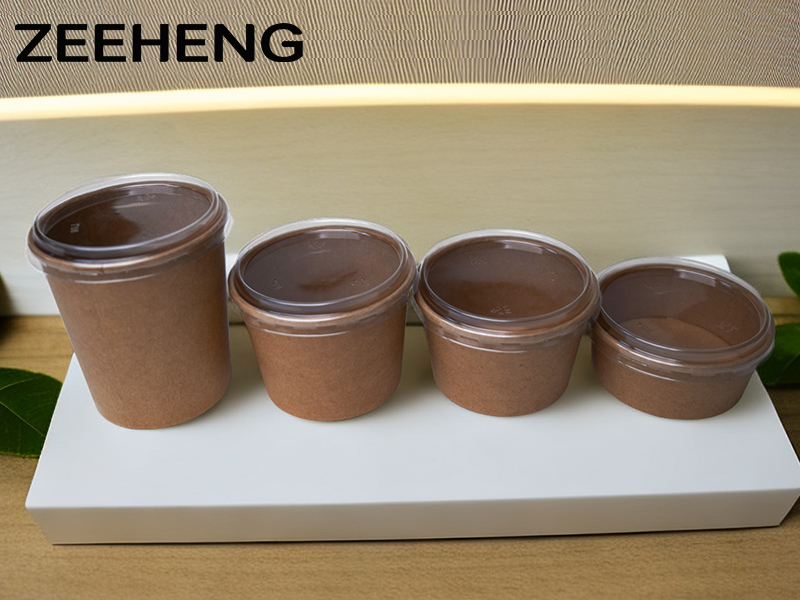 ZEEHENG Kraft Paper Ice Cream Cup с купольной крышкой 6 унций