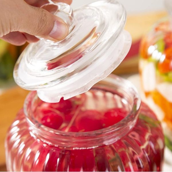 600ml 1400ml 1900ml Glass Canister and Fermentation Jar for Food Storage with Airtight Lid
