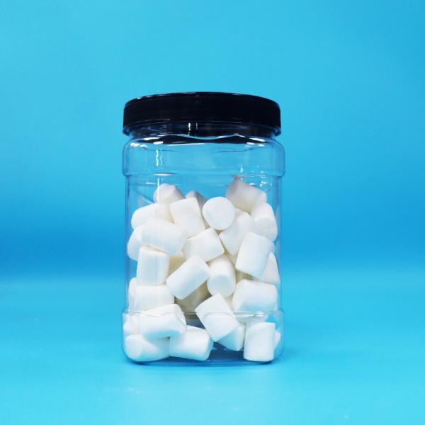Pot en plastique PET carré avec poignée pour aliments secs et fruits, couvercle plat noir transparent, qualité alimentaire