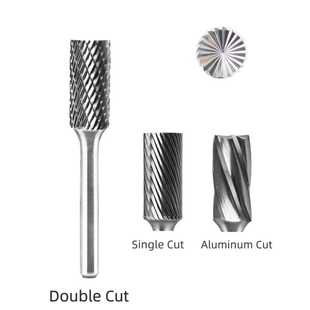 SB Cylindrical End Cut tungsten Carbide Burrs 12mm*25mm Standard Double Cut With 6mm Shank