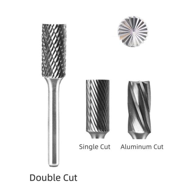SB Cylindrical End Cut tungsten Carbide Burrs 12mm*25mm Standard Double Cut With 6mm Shank