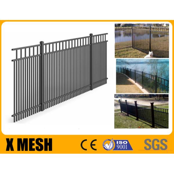 Military Bases Cross Resistance Ornamental Garden Gates Black Color Vinyl Coated 3.0m High