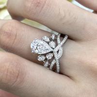 18k couronne de style laboratoire diamants en forme d'anneau belles femmes princesses design blanc diamants en forme de lab