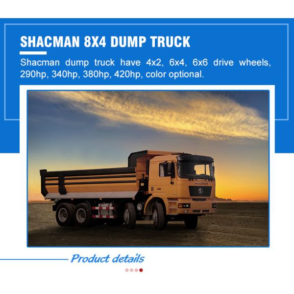 Second Hand 8L Engine Capacity Front Lifting Style Shacman 8X4 12wheels Dump Truck