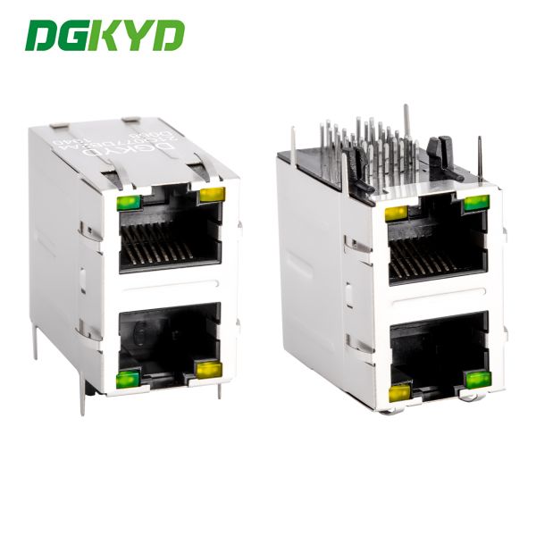Dual Deck RJ45 Connector with 1000base Transformer and Cat6 Performance for Ethernet Networks