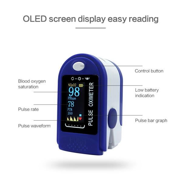 Smart Digital Fingertip Blood Pulse Oximeter Household 2x1.5V Batteries