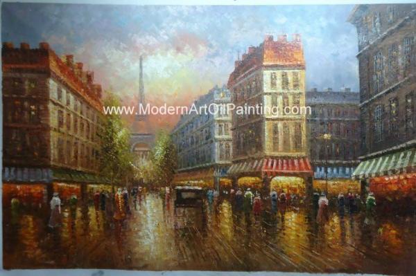 Palette Knife Paris Oil Paintings Handmade Thick Oil Texture Bedroom Deco
