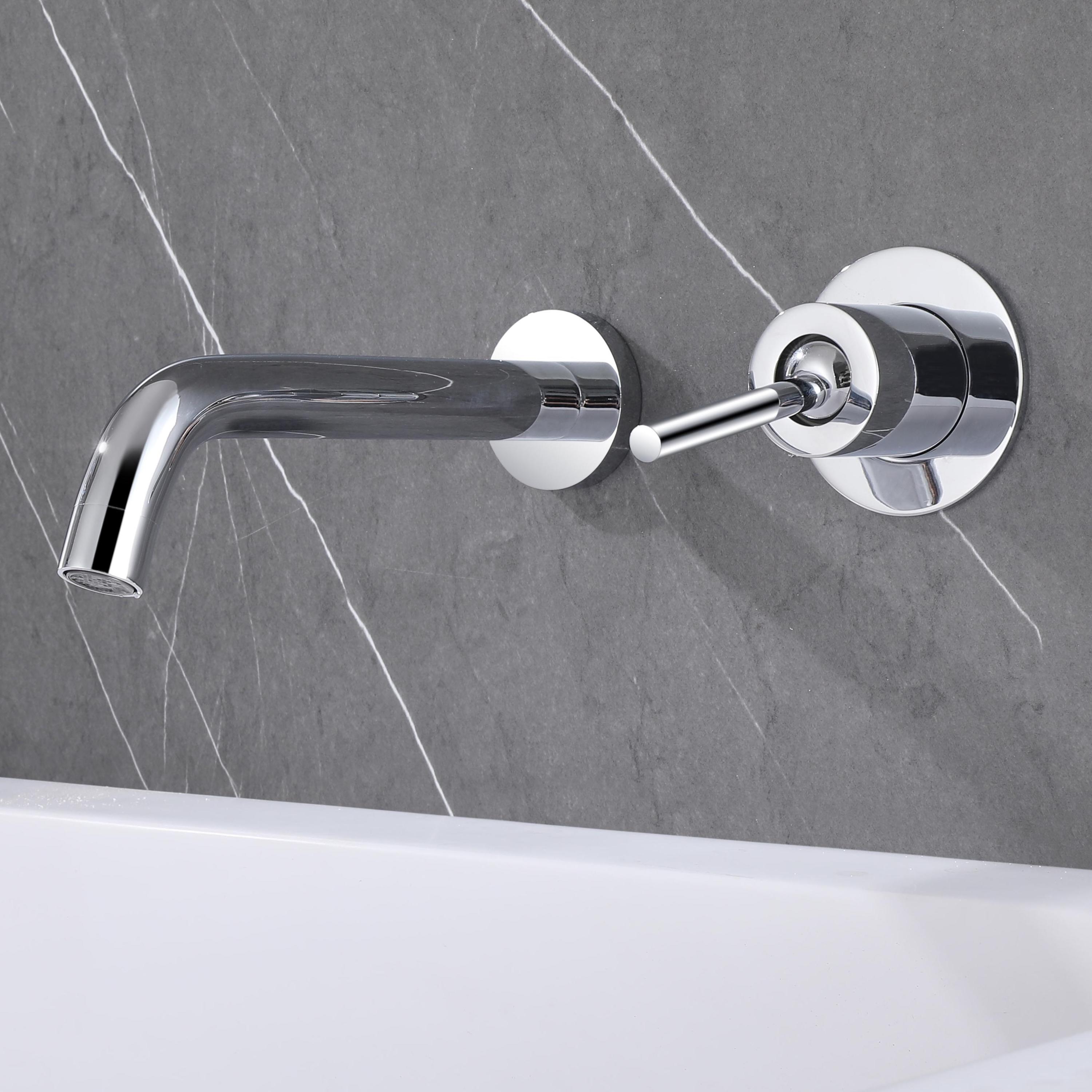 Bespoke Hidden Concealed Bathroom Basin Faucets Polished Chrome Wall Mounted Taps