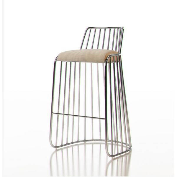 Metal Modern Bar Chairs Bride ' S Veil Bar Stool Upholstered Seat With Optional Size