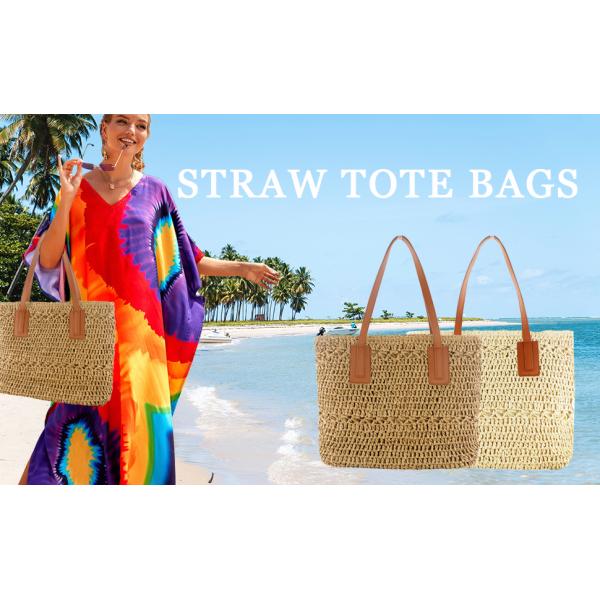 Straw Bag for Women Woven Beach Structured Tote Handmade Crochet Carteras De Mujer Summer Shoulder Bohemian