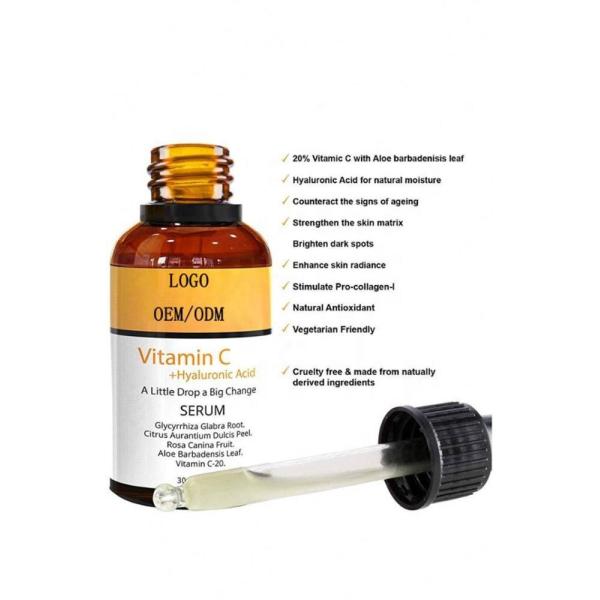 OEM Vitamin C Serum Hyaluronic Acid Liquid Formula Natural Skin Lightening Nourishing Brightening for Face Body