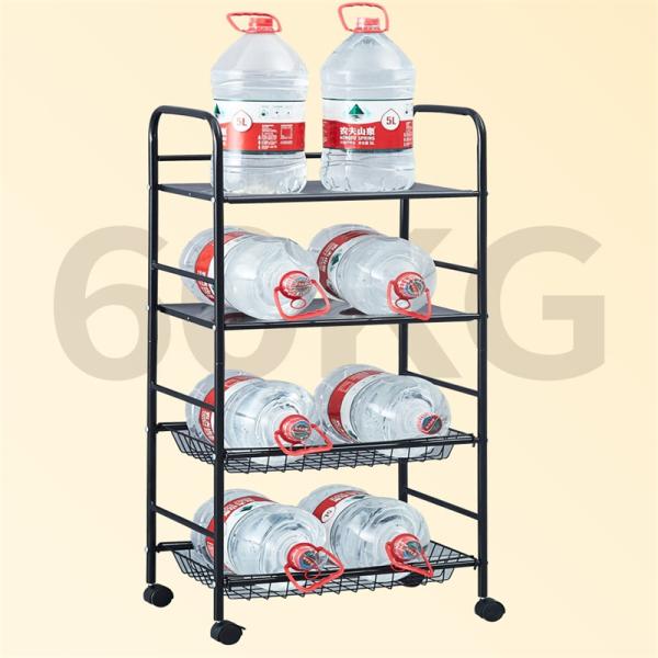 5 Tier Non-folding Rack Kitchen Storage Organizer with Stable Rotating Rolling Design