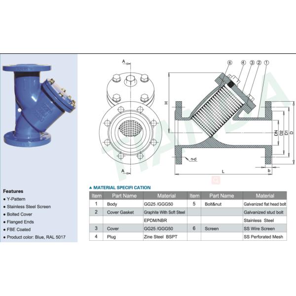 Carbon Steel Y Type Strainer PN16 ANSI B16.1 Flanged Filter with Flange Ends DN50-DN600