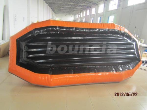 Orange PVC Tarpaulin Fabric Rafting Boat  With Reinforced Strips For White Water
