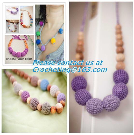 Candy Colors Crochet Round Wooden Beads Necklace For Women, baby, fashion, clothes, bead