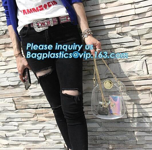 adjustable shoulder strap women nylon pvc tote bag, Summer Beach Clear PVC Shoulder Bag DIY Transparent Clutch Tote Bag