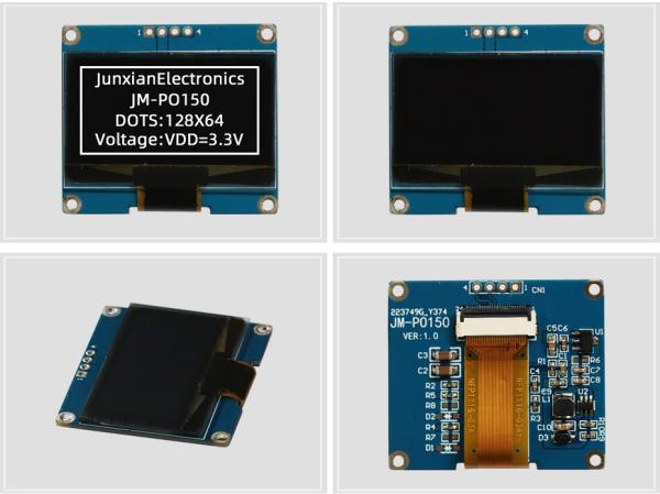 Monochrome Dot Matrix 1.54 Inch OLED Display 128x64 Pixels I2C Interface LCD Display