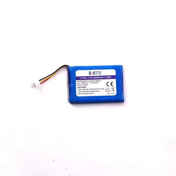 BAKTH Rechargeable Battery Pack 654460P-1S-3J 3.7V 2000mAh Lithium Polymer Battery for Electronic Appliance