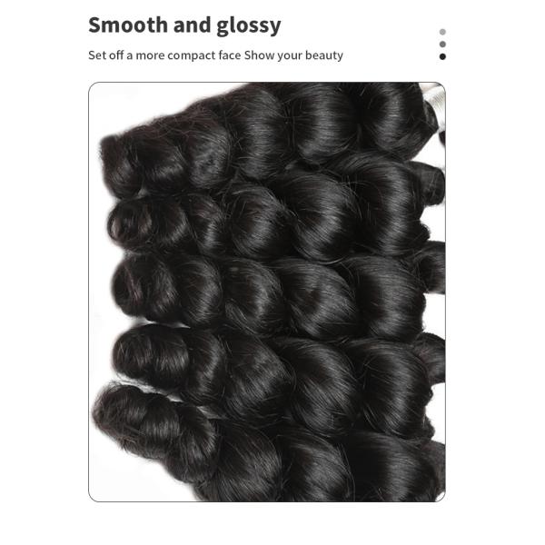 Double wefted 10a Reinforced Real Human Hair Bundles Loose Wave Black Color