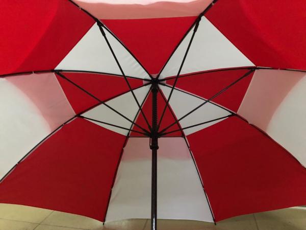 Double Layer Vented Golf Umbrella , Storm Proof Sturdy Umbrellas Red / White Color