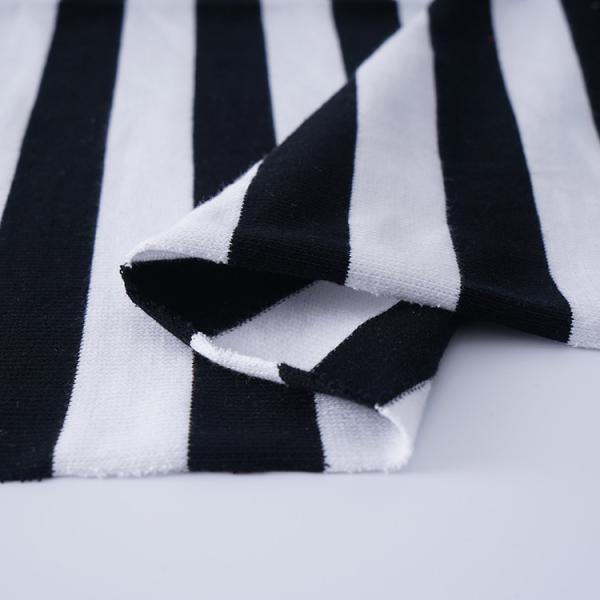 Stretch Yarn Dyed Stripe Fabric 163cm Home Textile Soft French Terry Cloth