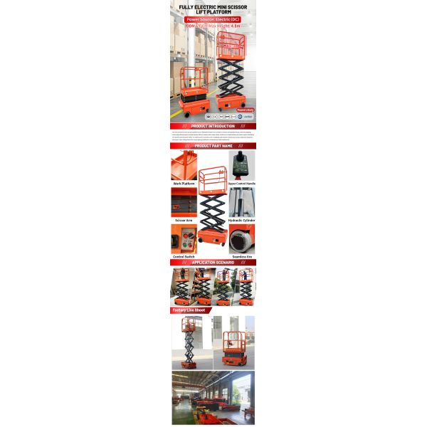 Outdoor Mini All Electric Single Man Scissor Lift Self Propelled Aerial Work Platform