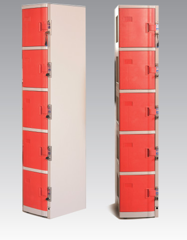 Purple / Orange School Lockers , Anti UV Aging Coin Collect Lockers 5 Tier