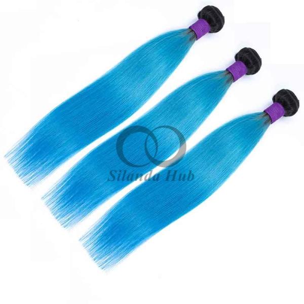 #T1B/Blue Straight Remy Human Hair Bundles Sew In Weave Bundles Brazilian Bundle Deals