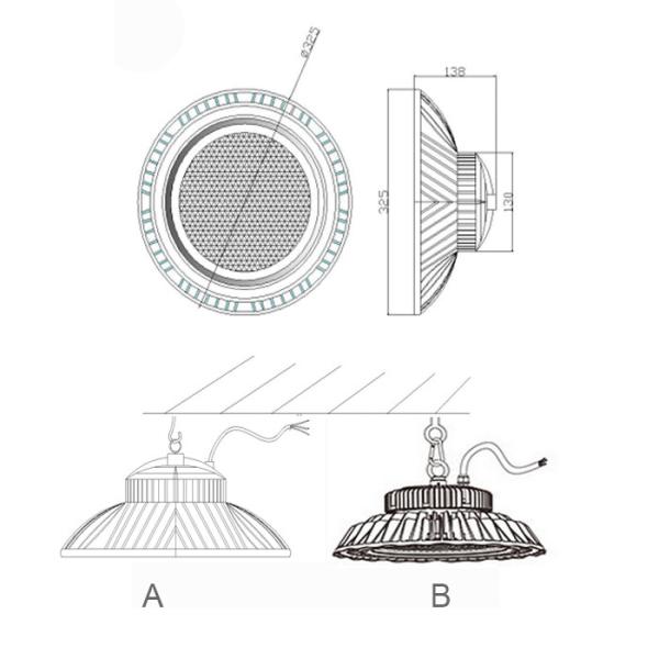 150w Bridgelux Chip UFO High Bay Light Aluminum Alloy Housing For Workshop