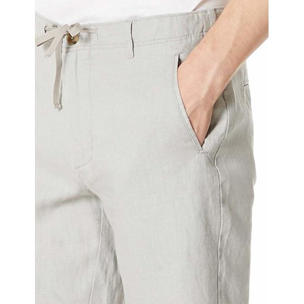 Breathable Mens Casual Summer Shorts Grey Zipper Closure Low Rise Linen Shorts