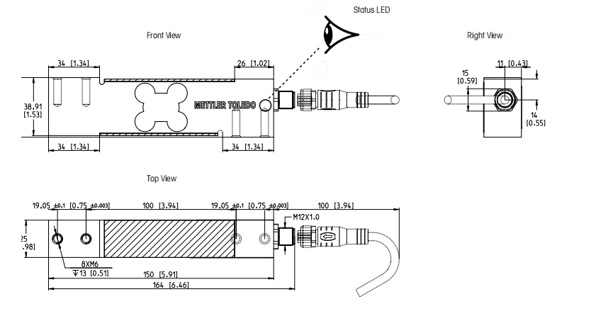 Mettler Toledo 200kg Load Cells Aluminum IP67 Weighing Solution With IO Link Interface