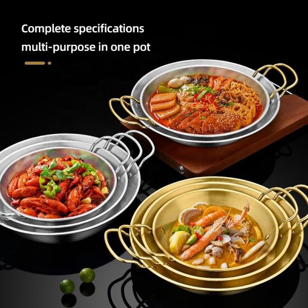 Amazon Hot Selling Cooking Kitchen Cookware Induction Frying Pan Stainless Steel Paella Pans Seafood Frying Pan