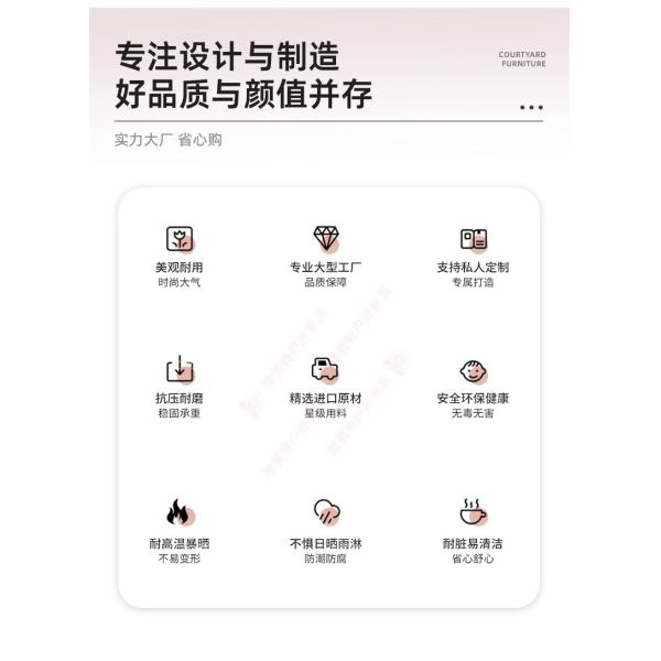 Outdoor Table and Chairs, Courtyard Patio Nordic Light Luxury, Villa Modern Minimalist Leisure Set, Sunproof & Waterproof Terrace Furniture Area