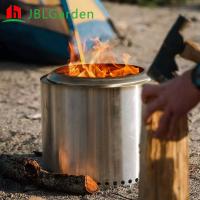 Outdoor 15Inch Wood Burning Stainless Steel Fire Pits Solo Stove Round Silvery White