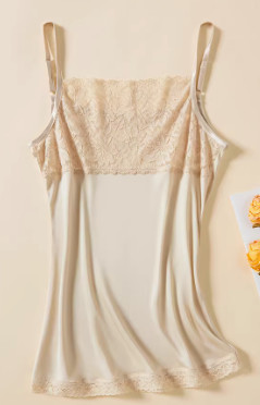 100% Knitted Sexy Silk Nightwear Lingerie Softly Contouring  Camisole Underwear