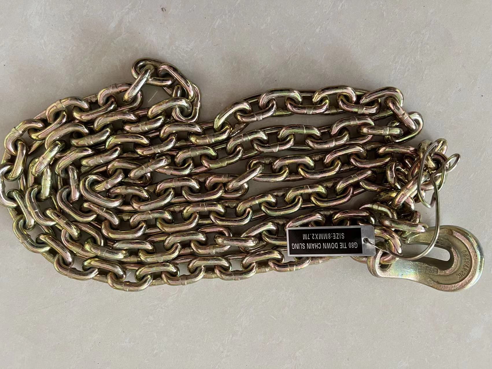 Galvanized Binder Chains Alloy Steel Cargo Lashing Chain With Grab Hooks