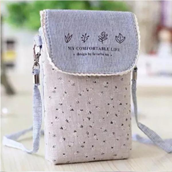 Custom cute fresh washable floral cotton mini crossbody cell phone purse bag for women