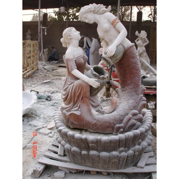 Two Women Pouring Water Marble Statue Slate Odm Stone Wall Fountain