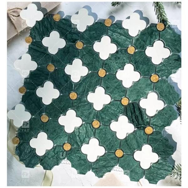 Padrão de flores de jato de água Pedra de mármore mosaico azulejos de banheiro para decoração residencial