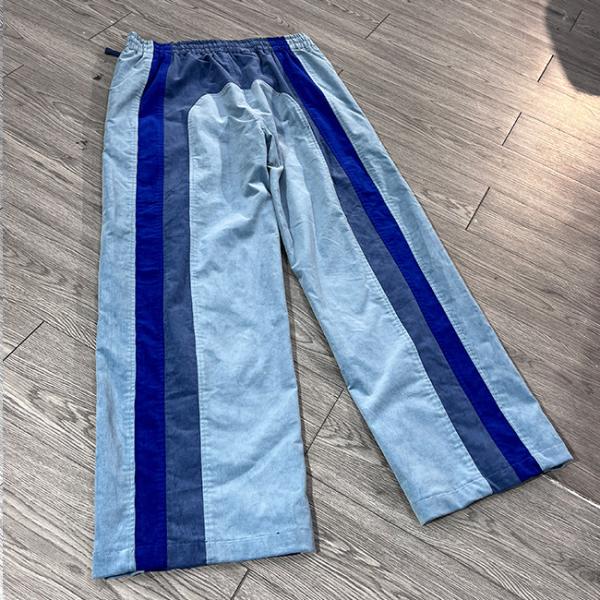 Loose Fit Men's Sweatpants With Custom Embroidery Patch And Color Blocked Corduroy Fabric