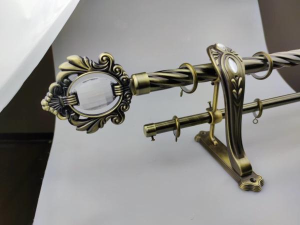 Metal Telescopic Double Rail Curtain Pole Adjustable Sliver 25Mm 28Mm With Brackets